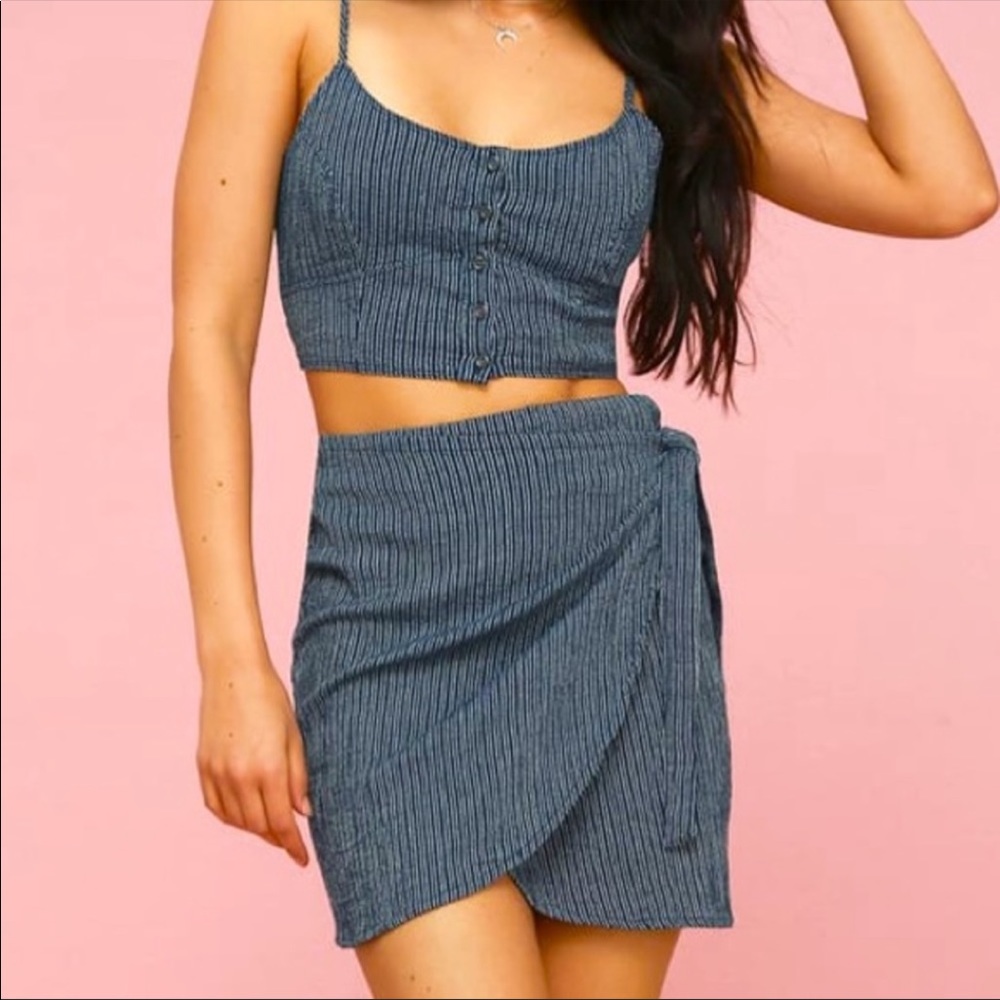 NWT Amuse Society Spinner Wrap Skirt Navy XS